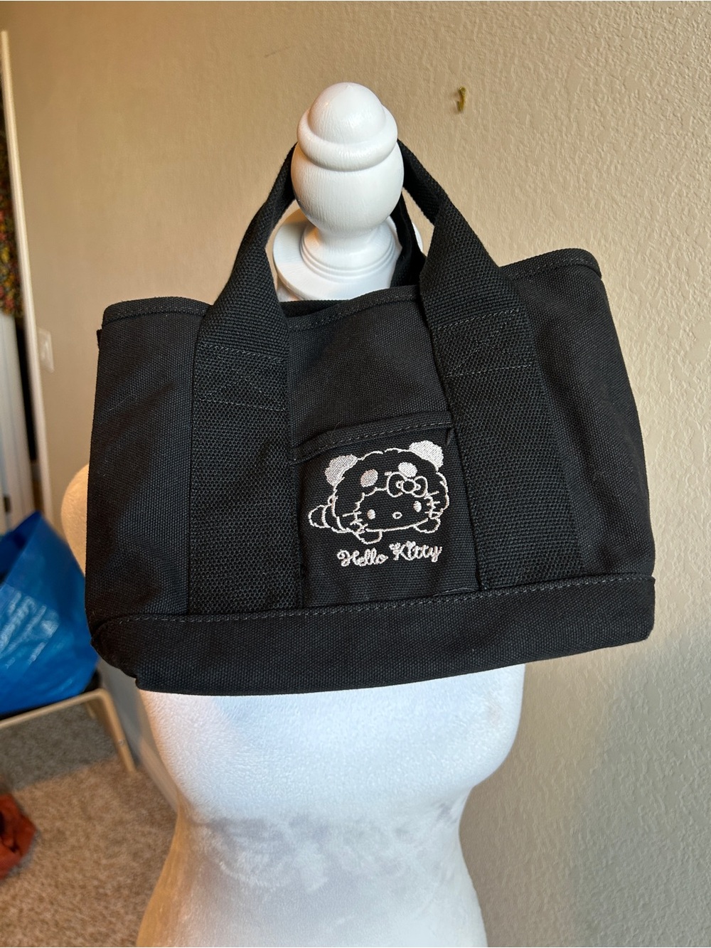 HELLO KITTY X MANUFATTO Black Canvas Mini Tote Lunch Purse Bag